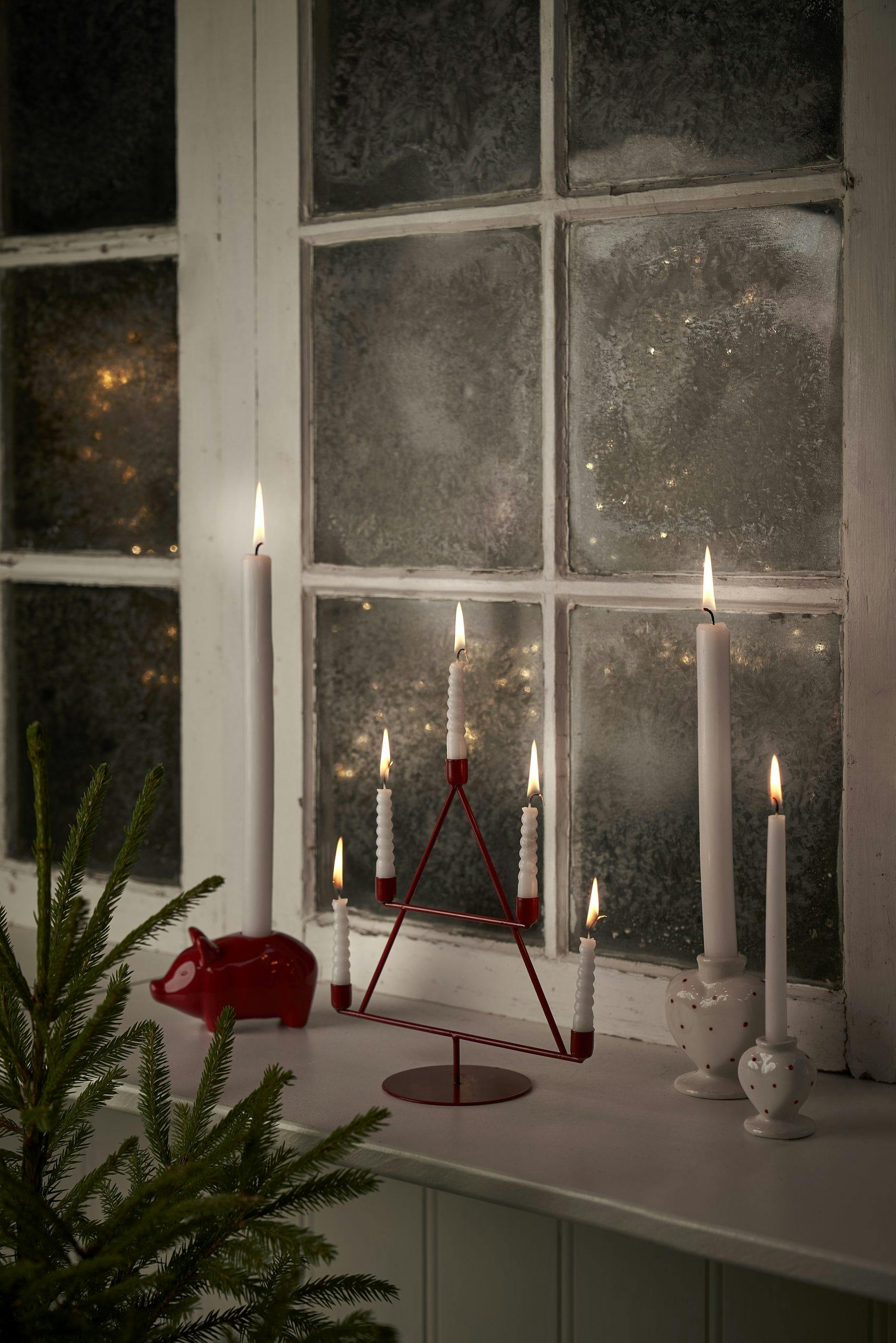 Lysestaker i julens farger adventsstake til jul fra Søstrene Grene